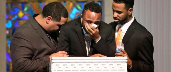 Son collapses in tears at the funeral of his mom who shielded him from bullets during Orlando massacre - elsieisy blog