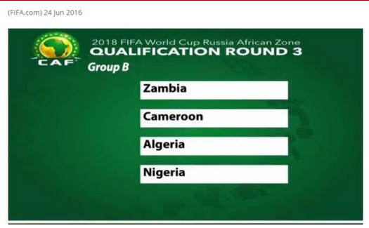 RUSSIA 2018: Nigeria to Battle Cameroon, Zambia & Algeria For World Cup Spot