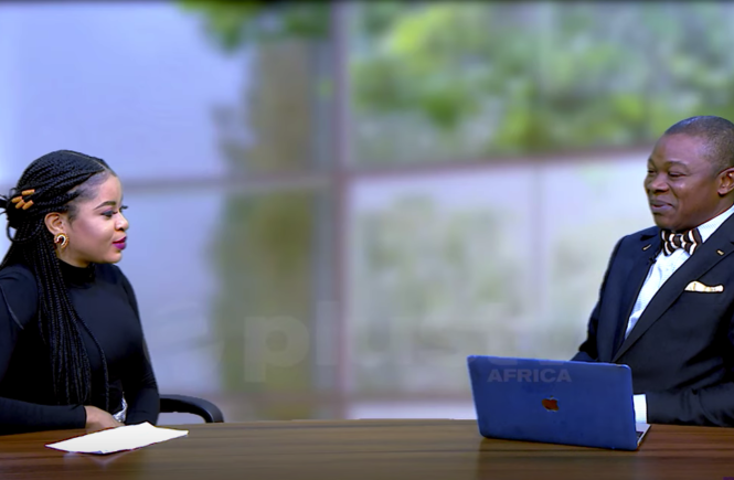 Elsie Godwin and Dr. Femi Olaleye on Plus TV Africa's One on one set - elsieisy blog