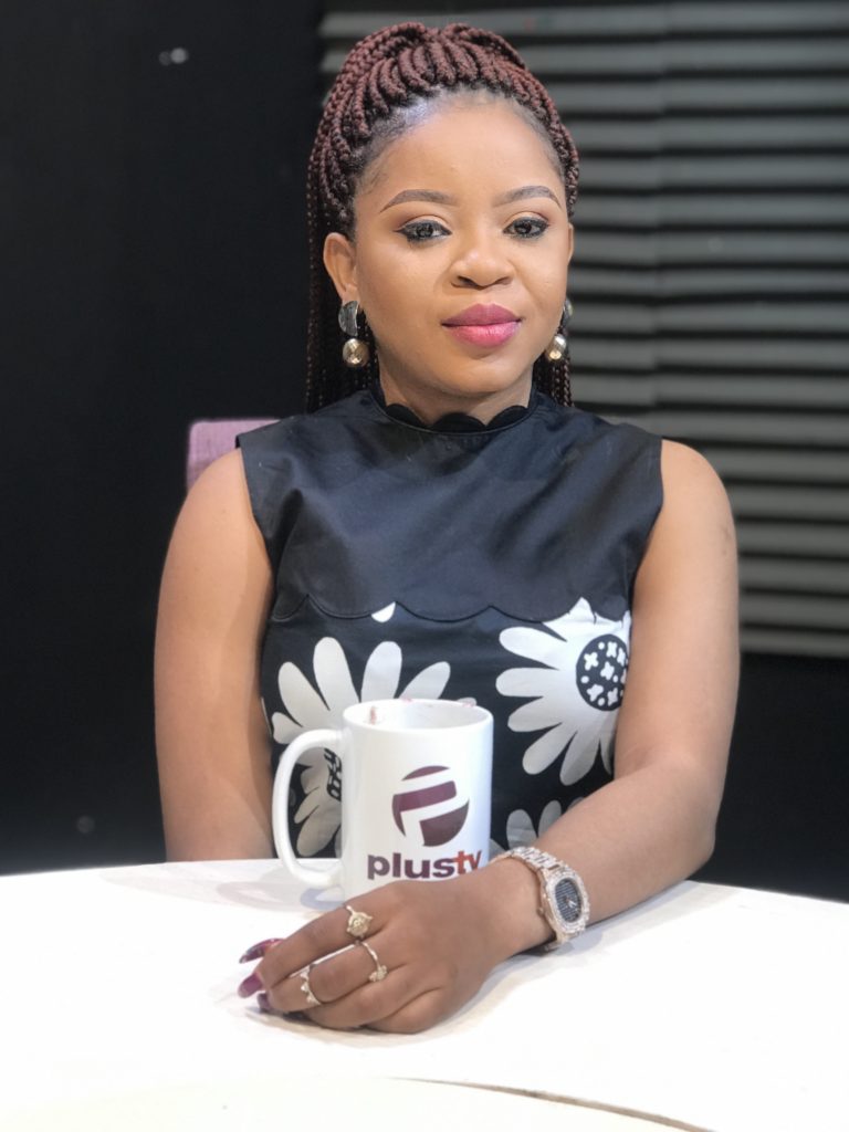 Elsie Godwin on the set of Tea Time on Plus TV Africa